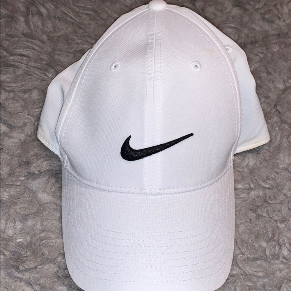 White w black nike symbol hat